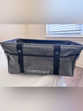 Gray Utility Tote Bag with Black Straps